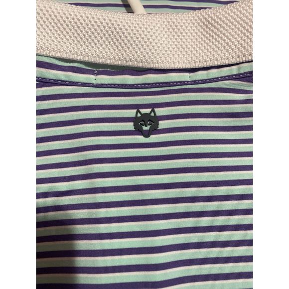 Men's Greyson Performance Golf Polo Shirt Stripe Purple Mint White Size XL - Picture 4 of 4